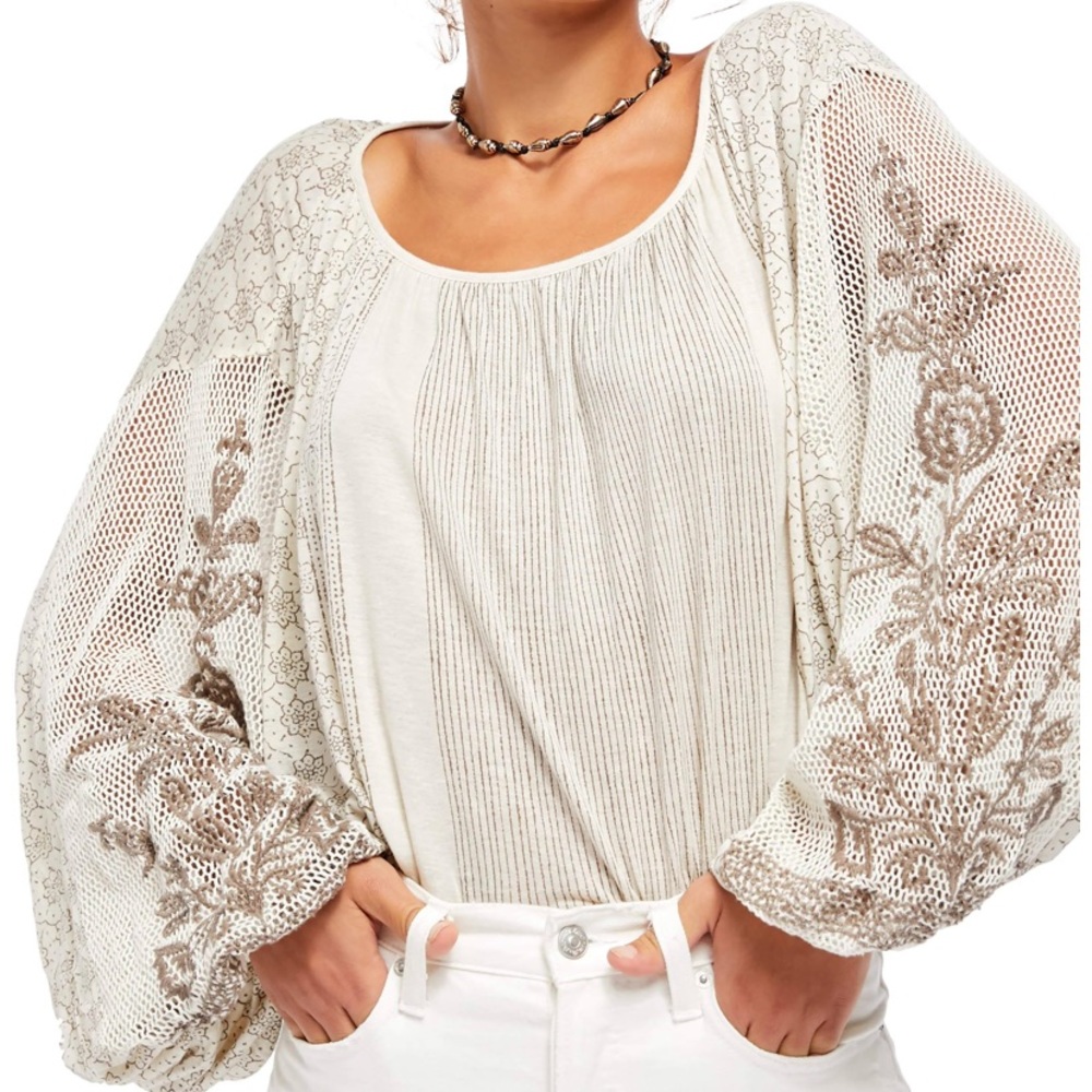 Free People Indigo Dreams Embroidered Tunic